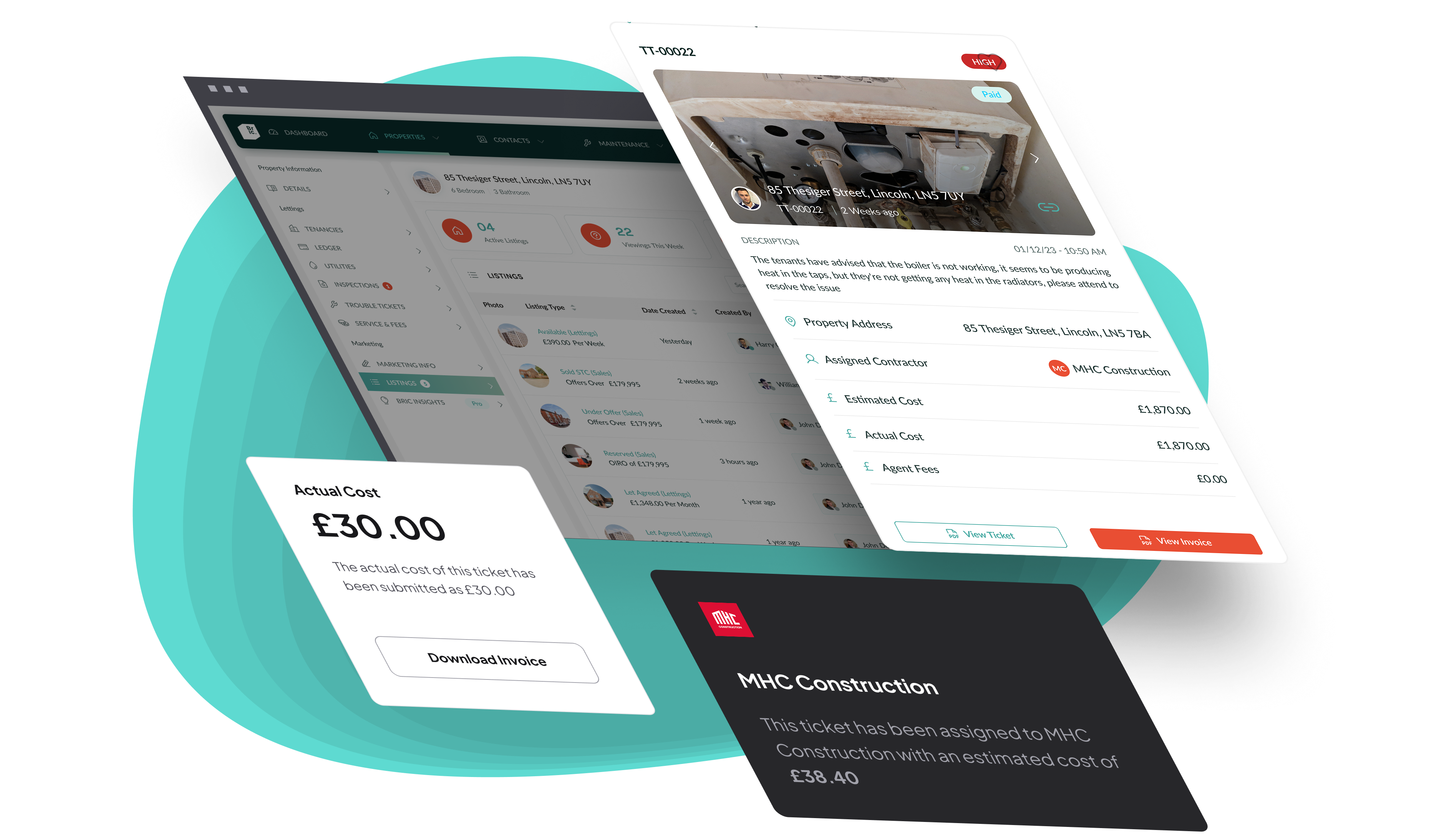 Maintenance ticket management interface