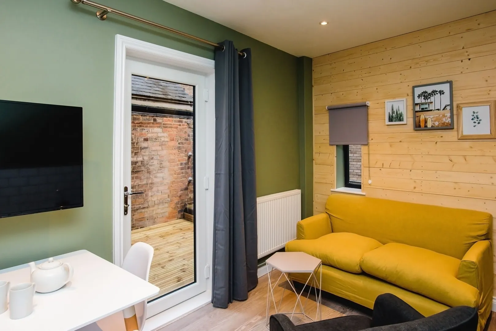 Living Room with Yellow Sofa